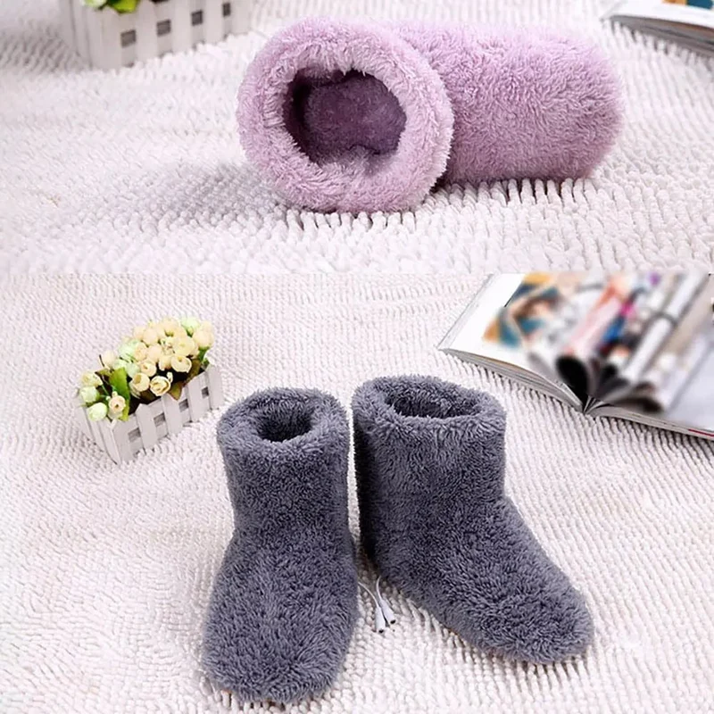 USB Heated Slippers with Plush Lining, Women's and Men's Home Electric Heated Slippers