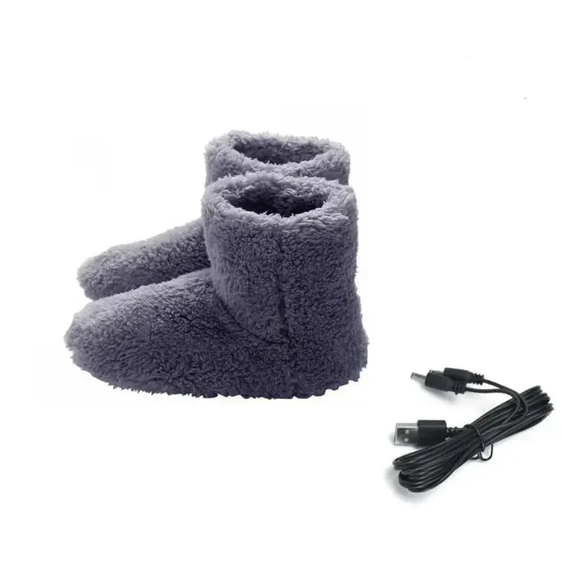 USB Heated Slippers with Plush Lining, Women's and Men's Home Electric Heated Slippers