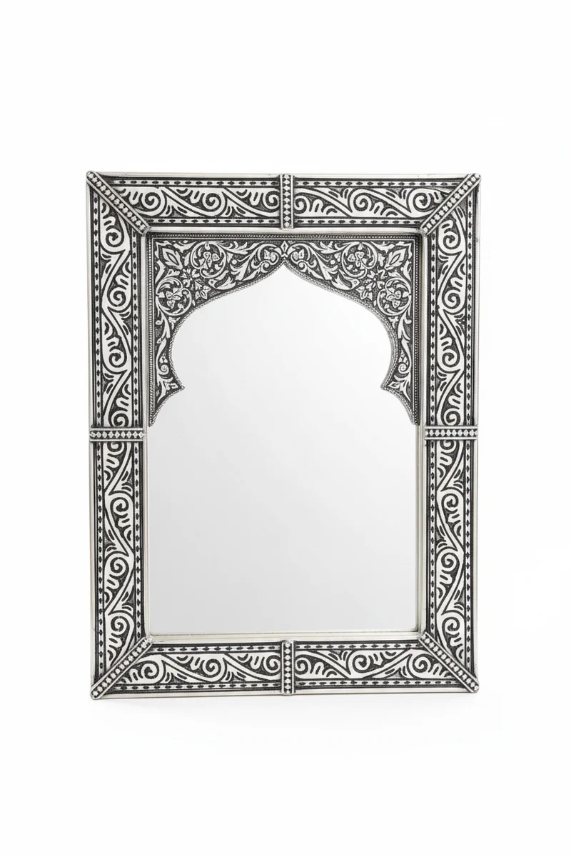 Espejo Árabe de Alpaca Tallada | Arco Morisco | Decoración Andalusí