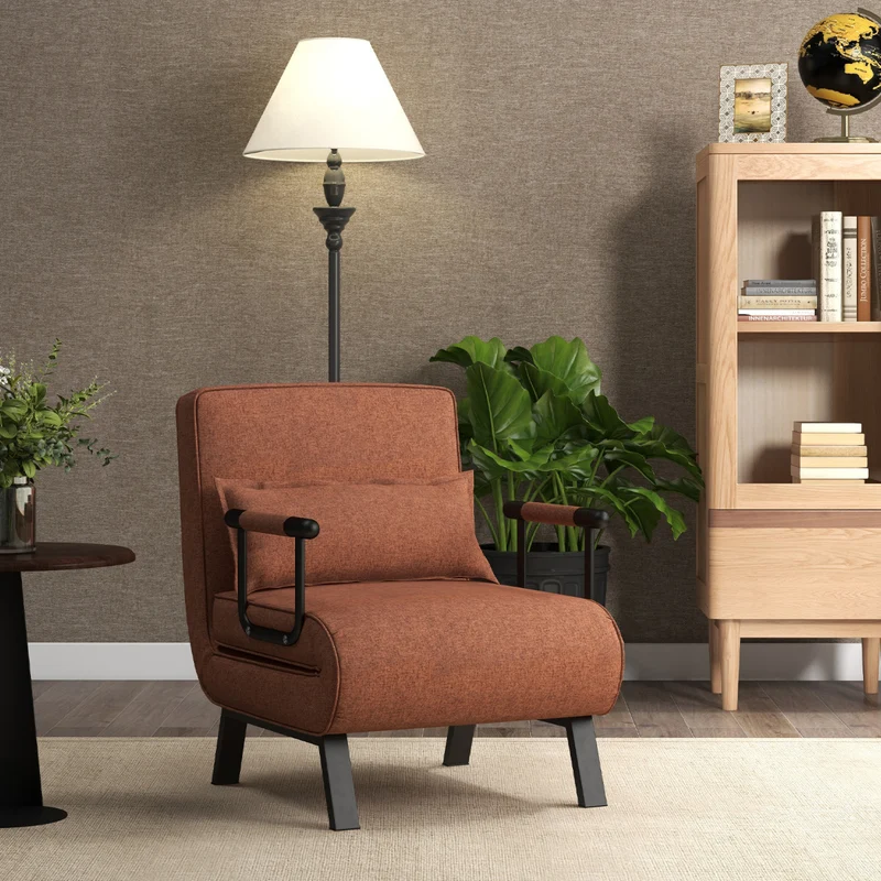 Costway - Sofa Cama, Sillon Cama, Sofa Cama Pequeño, Convertible Plegable Silla de Dormir Individual Respaldo Ajustable Cojín Desmontable, Café