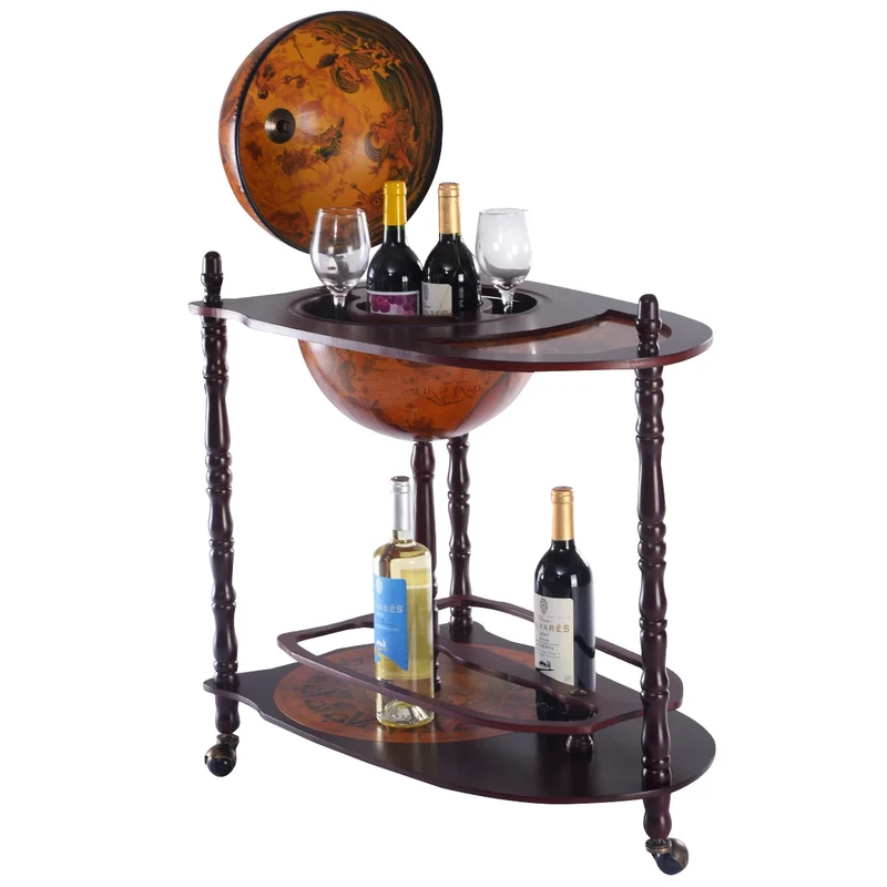 Costway - Botellero, Botellero vino, Mesa auxiliar salon, Bar globo con ruedas, Carrito cocina, Mesa de centro, Minibar carrito, Vintage