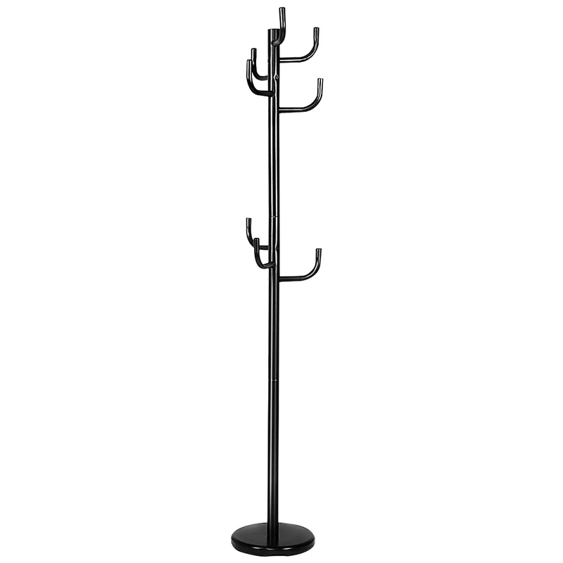 Costway - Perchero de Pie, Perchero Burro, con 8 Ganchos y Base Redonda Resistente en Estilo Moderno para Ropa Sombreros Bolsos, Metal, Negro
