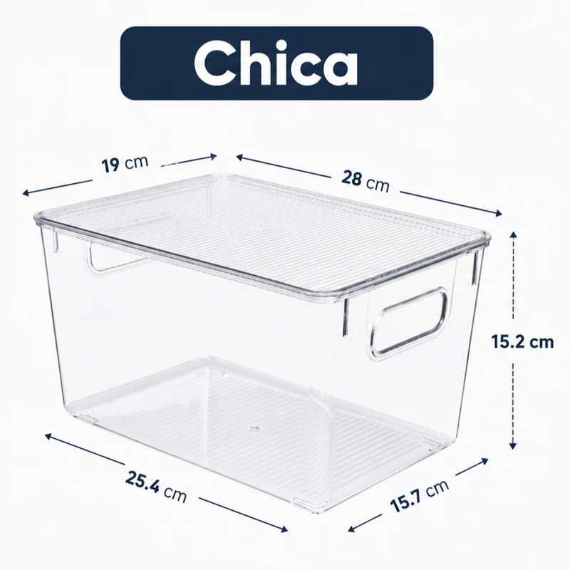 Contenedores Apilables Transparentes con Tapa Pack x4