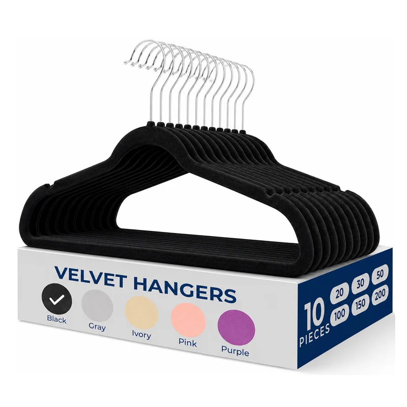 Perchas Velvet de Terciopelo Antideslizantes Pack x10