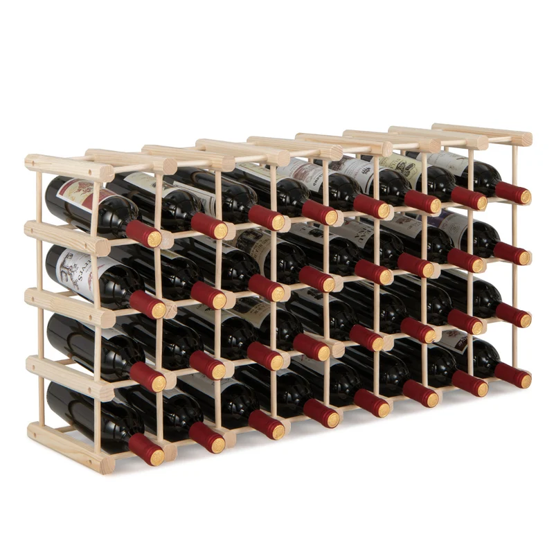 Costway - Botellero, Botellero Vino, Botellero Madera, para 36 Botellas Vinos Estante de Exposición 5 Niveles para Cocina Despensa Bodega Bar, Natural