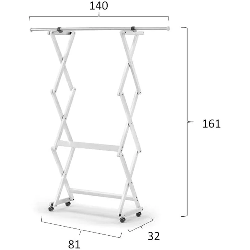 Percha FELIX, madera – Se puede cerrar – extensible – Acabado blanco