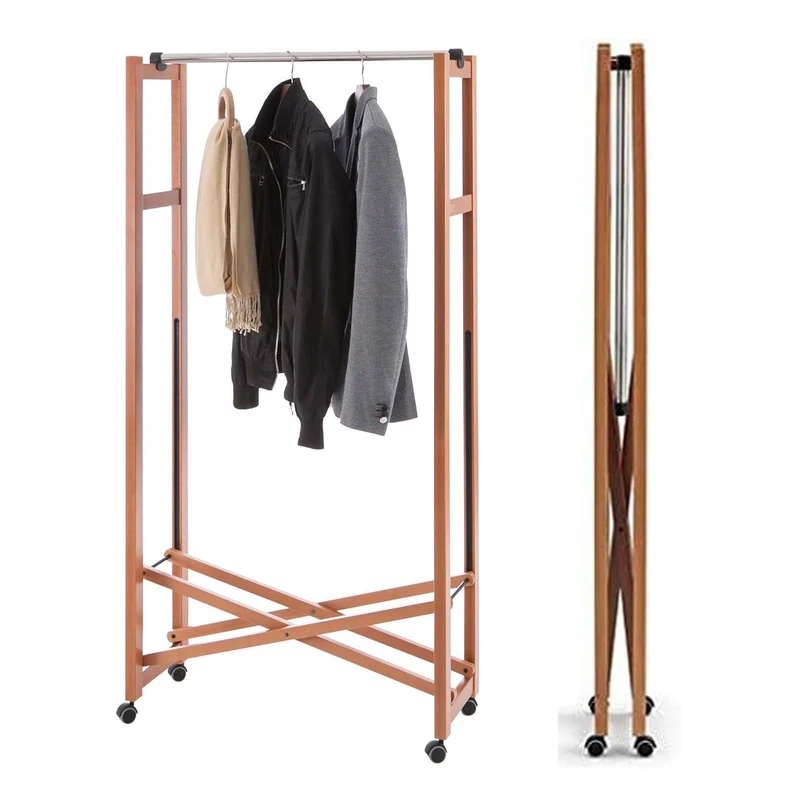 ARIT GIULIUS - Burro Ropa Madera, Perchero Plegable, Made in Italy, Fabricado en Haya, Color Cereza