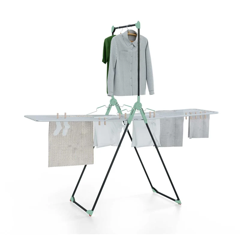Colombo Titano - Tendedero Plegable con Alas y Barra de Ropa Integrada con Ruedas, Hecho en Italia