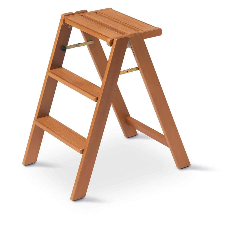 OSIMO - Taburete, Escalera en madera, Escalera de 3 peldaños, 43X67X61 сm
