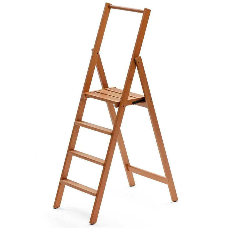 ARIT KIMORA 4 - Escalera en madera, Made in Italy, Escalera plegable en 4 peldaños, hasta 120 kg, antideslizantes, haya maciza, color Cerezo