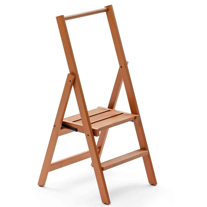 KIMORA 2 - Escalera en madera, Escalera plegable en 2 peldaños antideslizantes