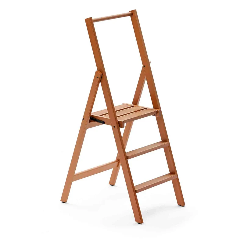 KIMORA 3 - Escalera en madera, Escalera plegable en 3 peldaños antideslizantes