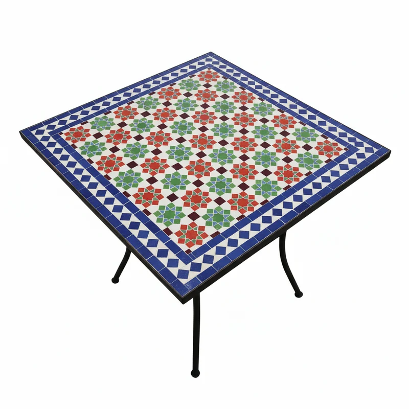 Mesa Mosaico Marroqui Cuadrada 60x60cm - Zellige Fez Jardin Terraza Patio
