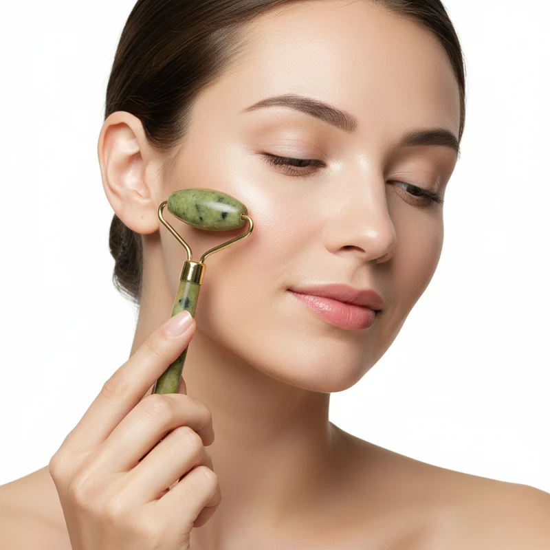 Rodillo Facial de Jade Natural - Masajeador Antiarrugas