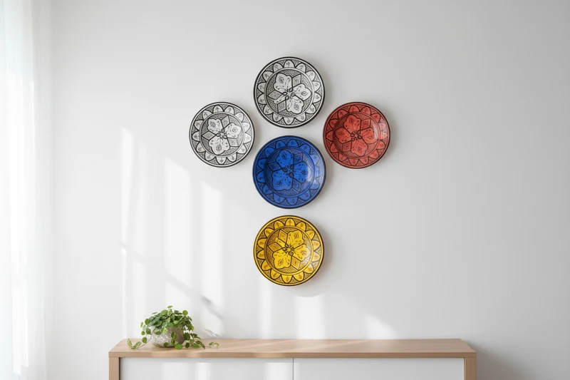 Plato Decorativo Cerámica Andalusí Asfi - Pintado a Mano - Modelo Lainun - Artesanía Marroquí