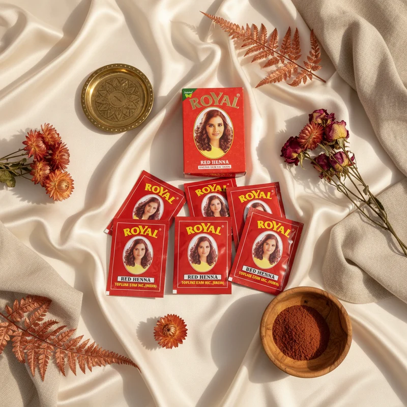 Henna Royal Roja para Teñir Pelo - Caja 6 Sobres 10g - Color Rojizo Cobrizo Natural