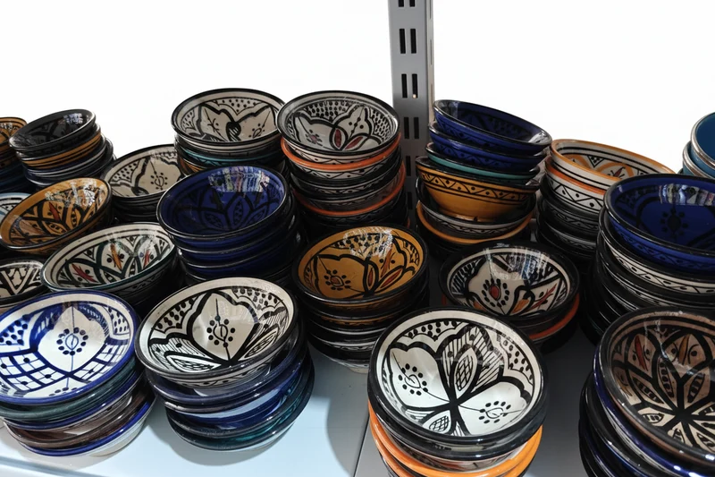 Cuenco Bowl de Cerámica de Safi - Artesanía Marroquí Pintado a Mano - Modelo Basata