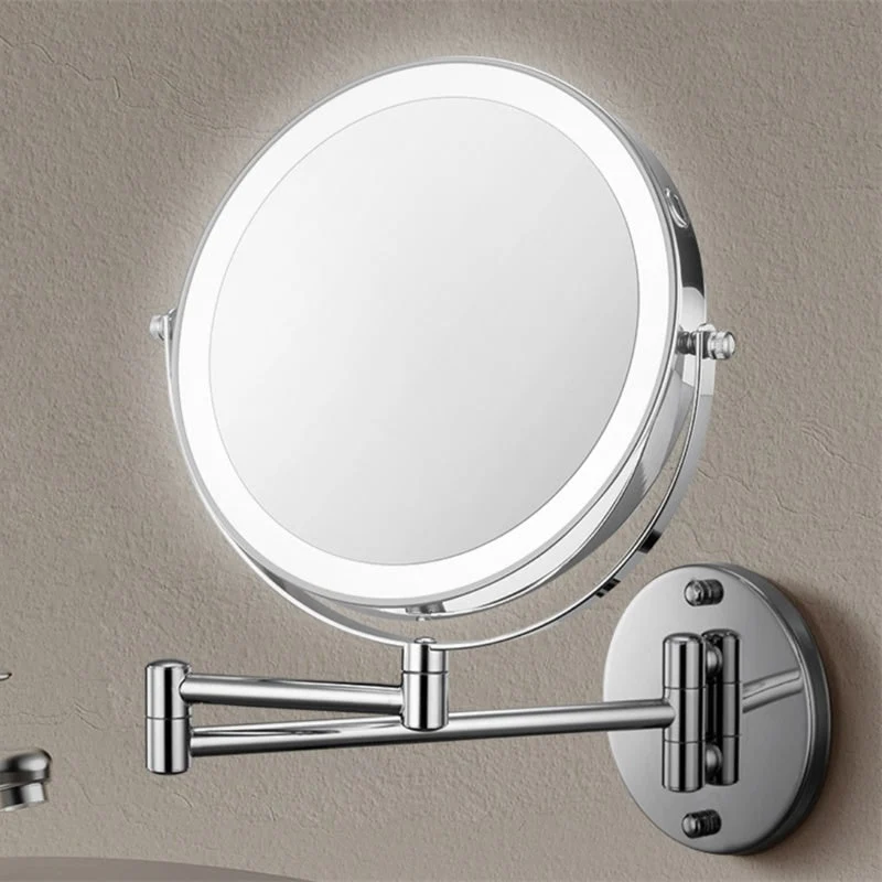 Double-Sided LED Makeup Mirror with Adjustable Lighting and Wall-Mounted Arm