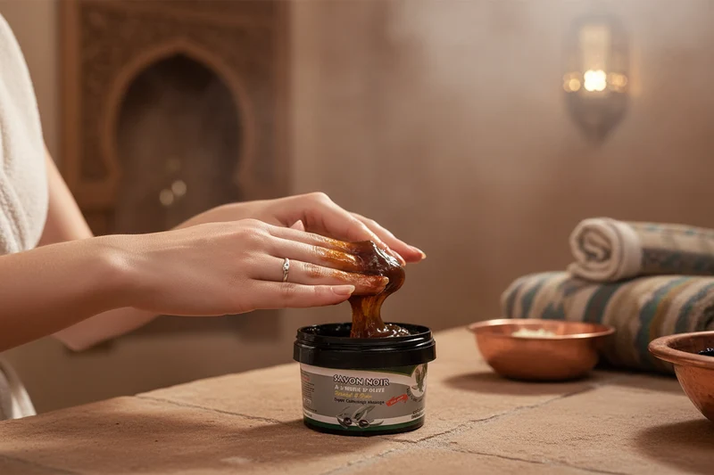 Jabón Negro Beldi con Aceite de Oliva - Exfoliación y Masaje Tradicional Marroquí