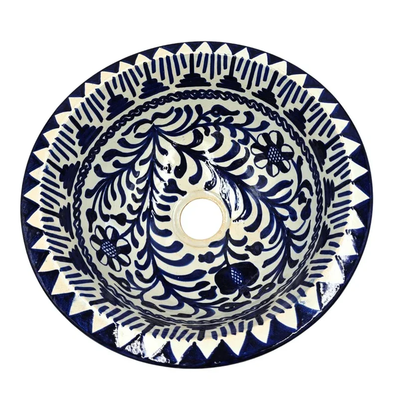 Lavabo de Cerámica Marroquí - Modelo Rumman Azul Cobalto - 35-40 cm