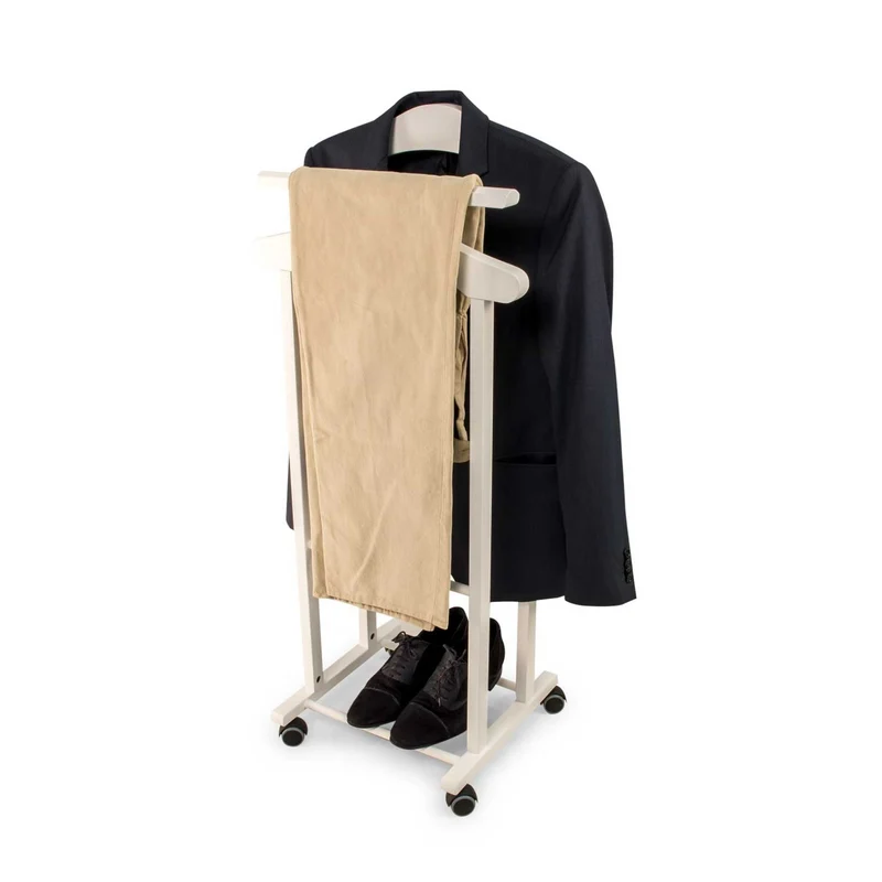 ARIT TRENDY - Galán de Noche para Dormitorio, Madera - Percha Doble, Color: Blanco