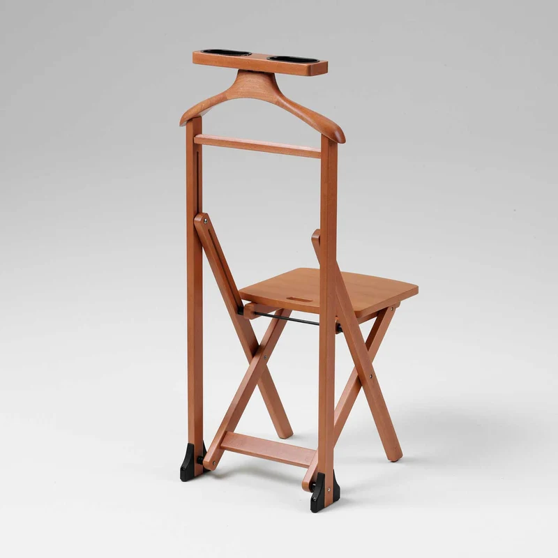 ARIT DUKA - Perchero Con Silla Para Dormitorio, Madera, Cerrable, Color: Cerezo