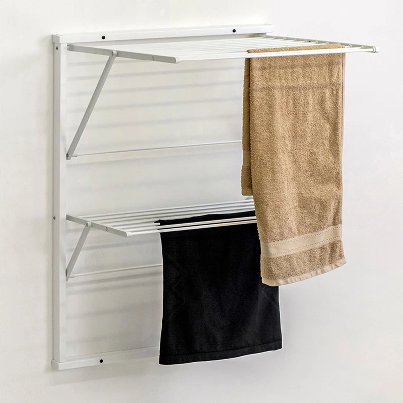 ARIT - Tendedero Pared KEVIN, Tendedero plegable pared, Madera, Cierre - 11 m Extensible, Color: Blanco