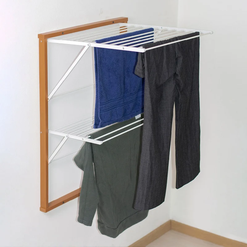 ARIT - Tendedero Pared KEVIN, Tendedero plegable pared, Madera, Cierre - 11 m Extensible, Color: Cerezo