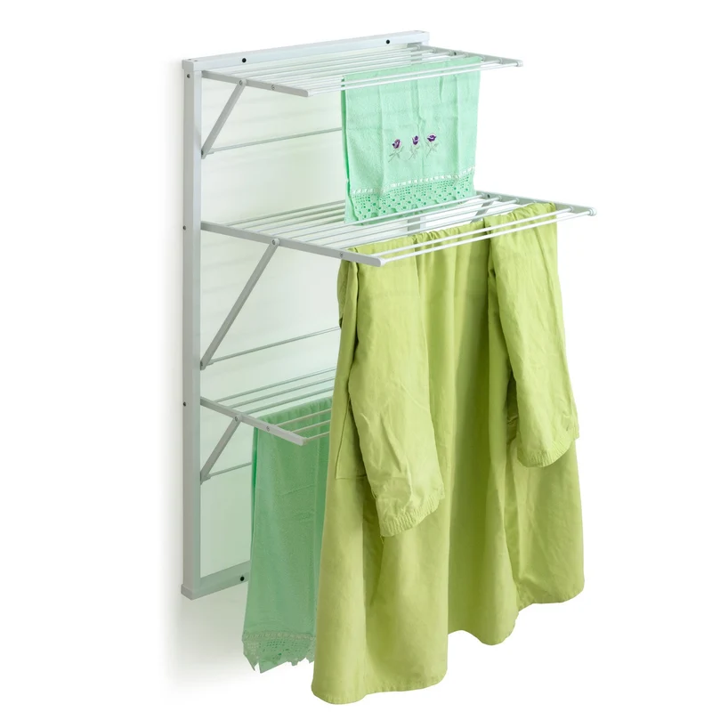 ARIT - Tendedero Pared KARIM, Tendedero plegable pared, Madera, Cerrable – 15 m Tendedero Extensible, Color: Blanco