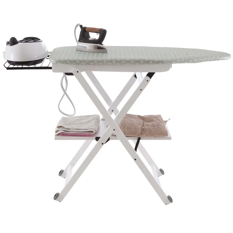 ARIT STIROCOMODO - Tabla de planchar, Tabla Planchar, Tabla de planchar plegable, Ajustable en altura: 84-88-91-93 cm, Ruedas en la base, Blanco