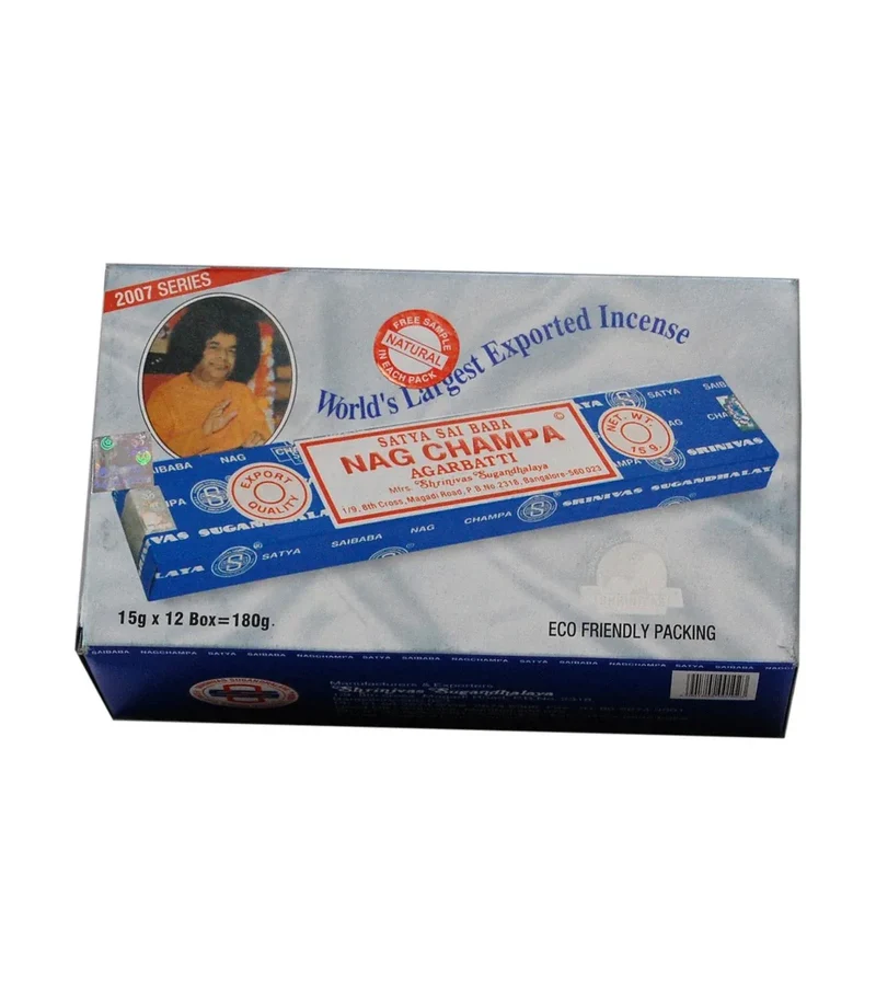 Incienso Nag Champa Satya Sai Baba - Varillas Aromáticas de Alta Calidad - Fragancia Exquisita y Embriagadora