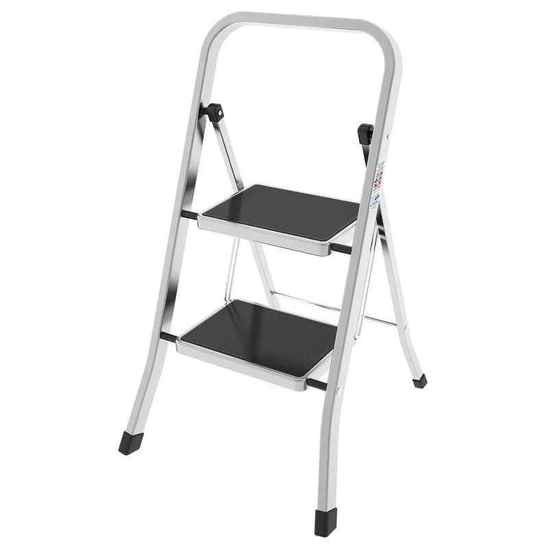 Colombo FACTOTUM ALUMINIUM - Escalera 2 peldaños, Escaleras de aluminio, Escalera plegable, medida peldaño 30x21 cm, carga máx. 150 kg