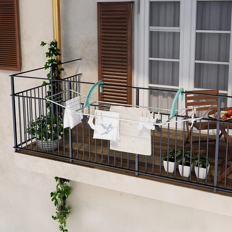 Colombo BALCONY 18 - Tendedero, Tendedero balcon, Longitud de secado 18m, Tendedero plegable, Capacidad de lavado 8kg, Hecho en Italia
