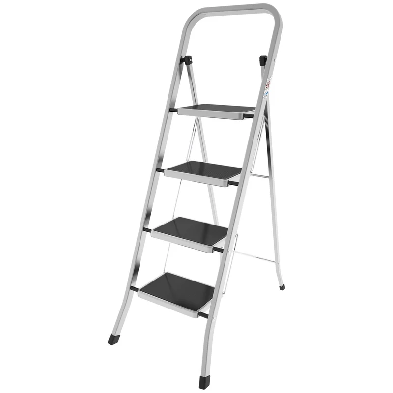 Colombo FACTOTUM ALUMINIUM - Escalera 4 peldaños, Escaleras de aluminio, Escalera plegable, medida peldaño 30x21 cm, carga máx. 150 kg