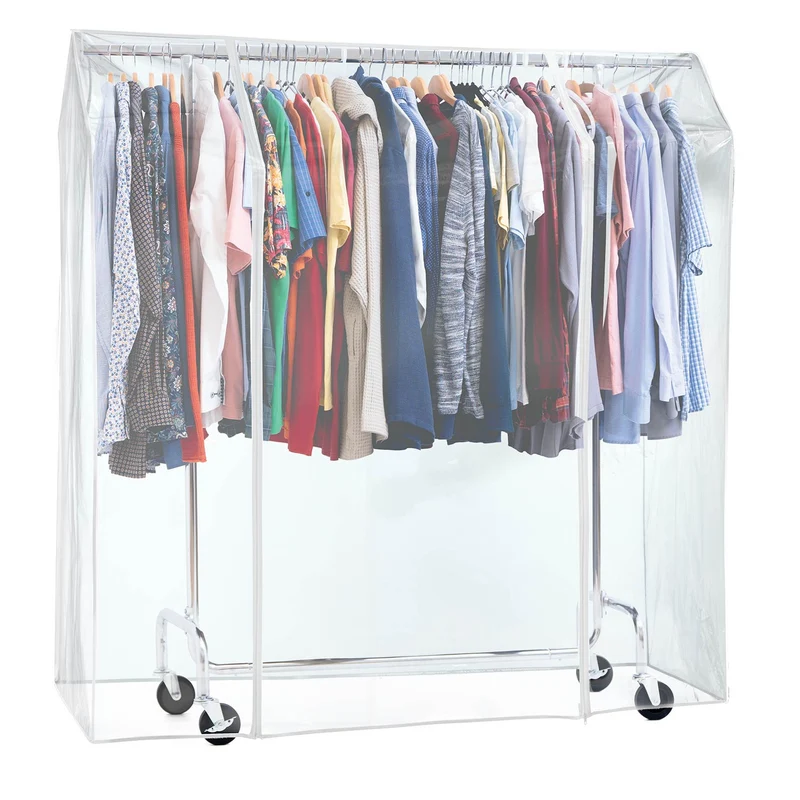 Tatkraft Didrik & Schild - Burro Ropa con Funda, Burro con Funda, Burro Ropa Resistente, carga 130 kg, ajustable, Perchero con Ruedas, Acero Cromado