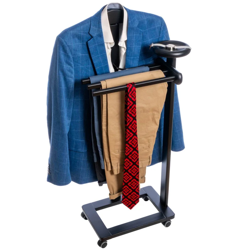 Tatkraft Baron - Galán de Noche, Made in Italy, Galan de noche mueble, Madera, Galan de noche moderno, Galán de noche para dormitorio, Color Negro