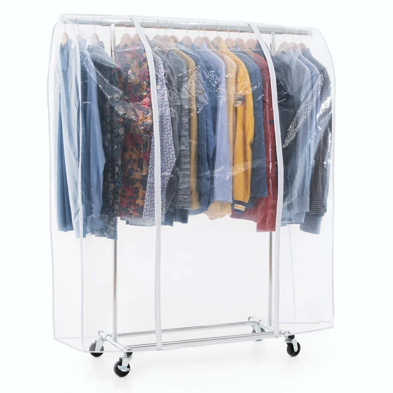Tatkraft Danko & Anwalt - Burro para Ropa Resistentes y Funda, hasta 100kg, Perchero con Ruedas, Armario Portatil 91-130x45.5x160cm