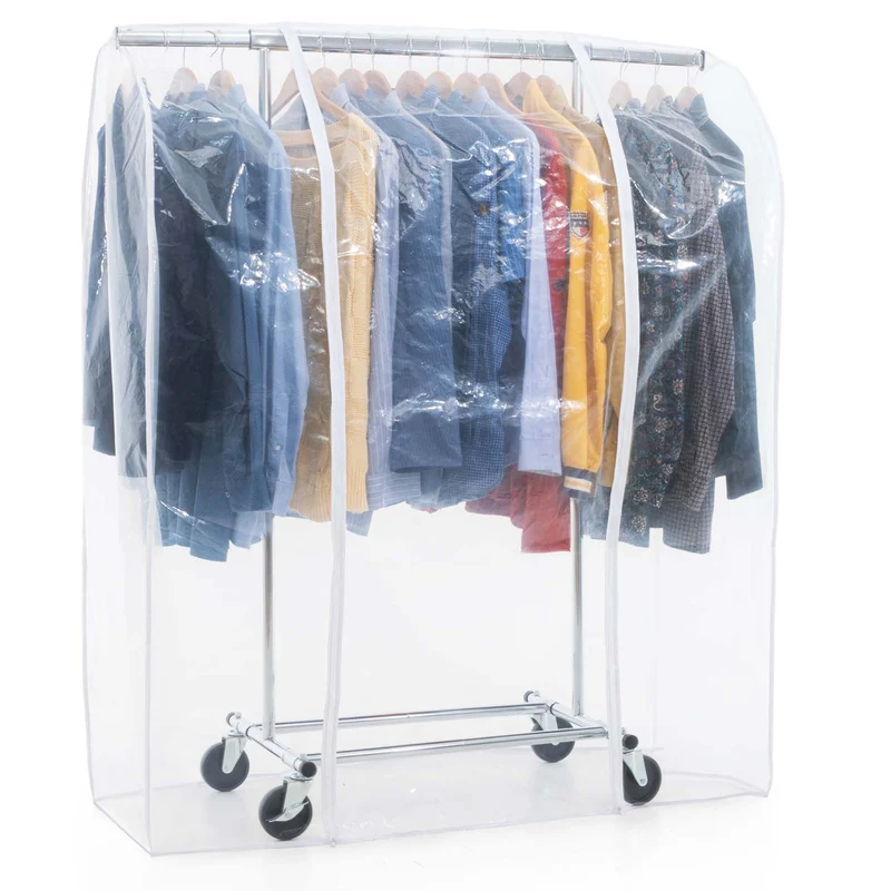 Tatkraft Darren & Anwalt - Burro para Ropa y Funda para Burro de Ropa, Perchero con Ruedas, hasta 100 kg, Armario Plegable, 70-121x49x150 cm