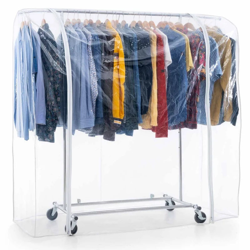 Tatkraft Drogo & Big - Burro para Ropa, con Ruedas, Hasta 100kg y Funda Protectora, Perchero Burro Profesional, Armario Plegable, 128-183x60x143-169cm