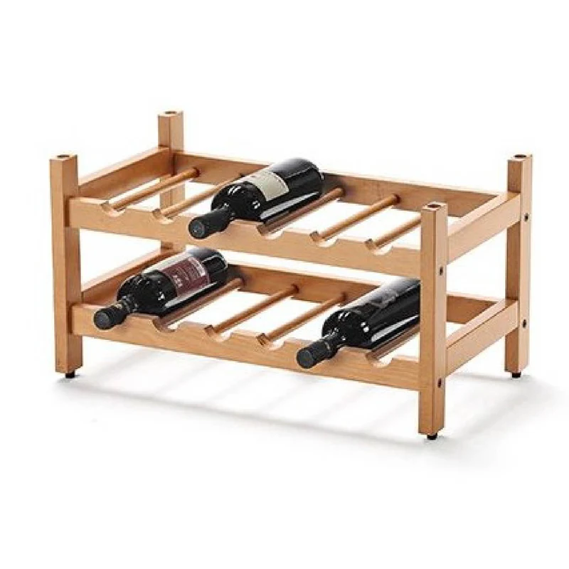 ARIT - Botellero Vino BIRELLONE, Botellero madera, Estante para vino, de haya maciza, 12 espacios, apilable de 1 a 6 - Color cereza