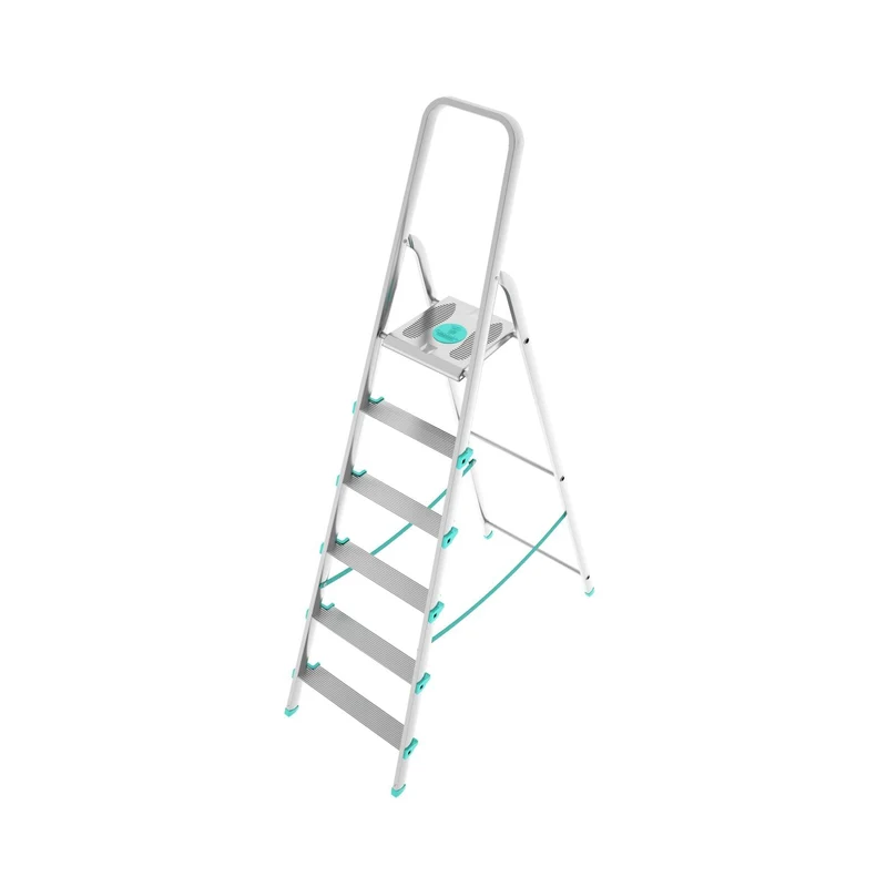 Colombo LIBELLULA - Escalera, 6 peldaños, Escaleras de aluminio, Escalera plegable, Altura 129 cm, Carga máxima 150kg, Aluminio, Fabricada en Italia
