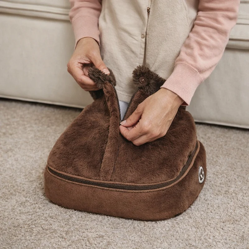 Plush foot warmer with vibrating massage and heating function, urea cream
