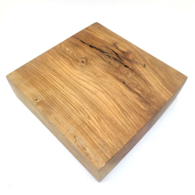 Tabla de Madera de Olivo de Alta Calidad - 7cm de Grosor, 25x25cm - Natural, sin Tratar, Listo para Personalizar