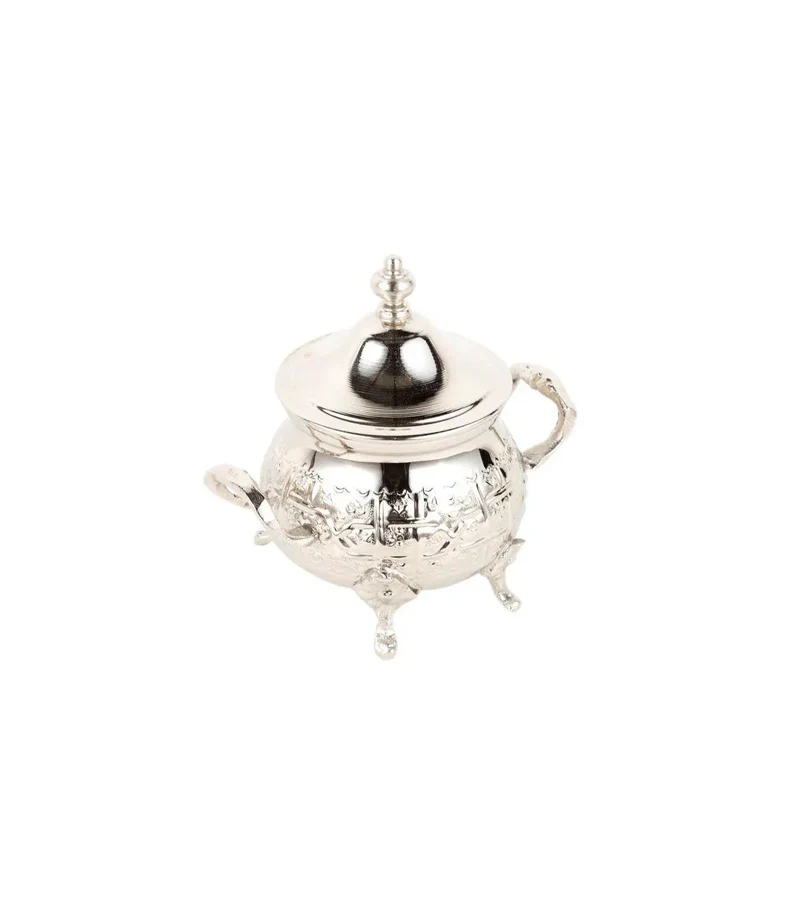Azucarero Marroquí de Alpaca con Asas - Modelo Magreb: Elegancia Artesanal para tus Momentos de Té