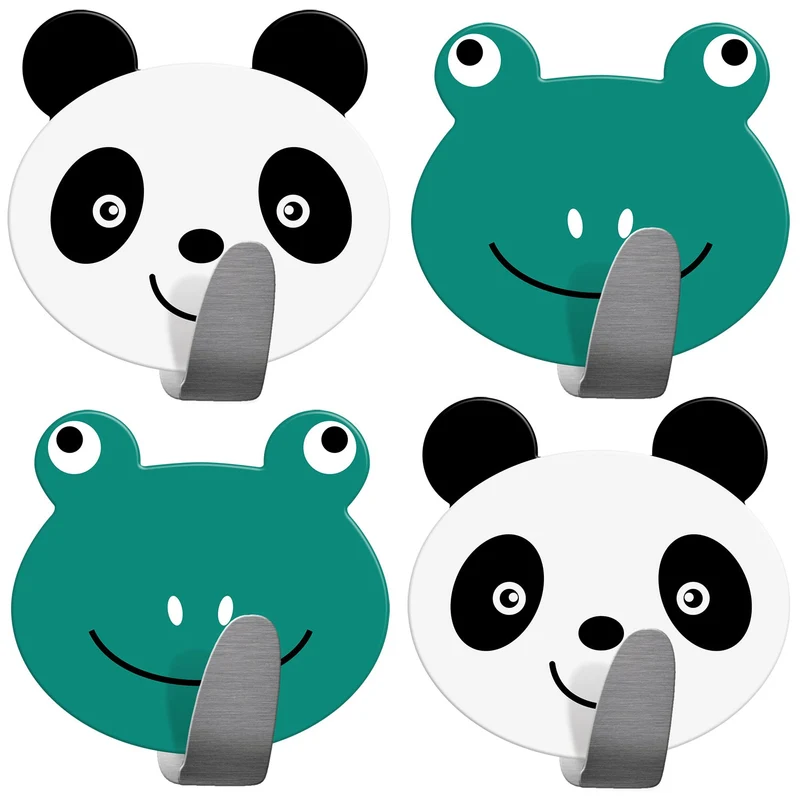 Tatkraft Team Set de 4 Ganchos Autoadhesivos para Toallas y Abrigos, Colgador Infantil de Pared, Hecho de Acero Inoxidable