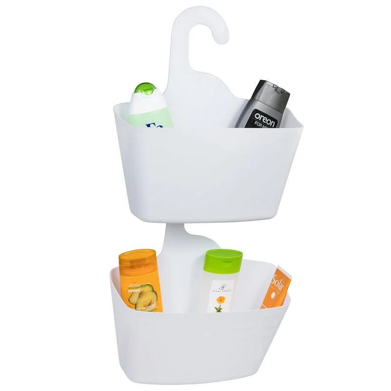 Tatkraft Posh Colgador de Ducha, Portaobjetos de Baño, Cesto Organizador para Grifo, 2 Niveles, Blanco, 31 x 28 x 12 cm