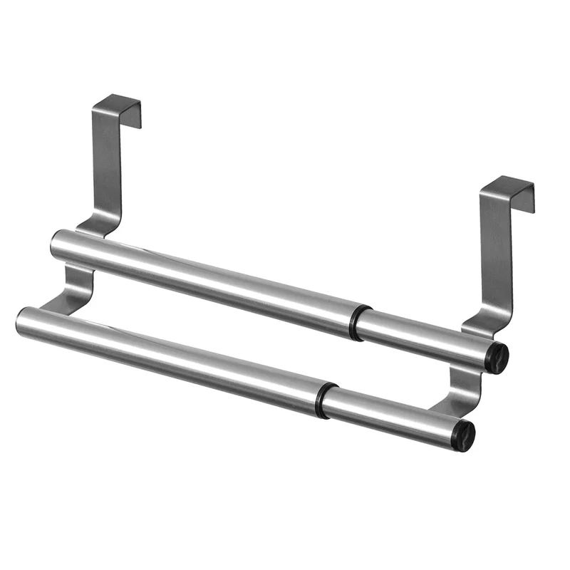 Tatkraft Double Toallero Extensible Doble sobre Puerta de Armario para Cocina y Baño