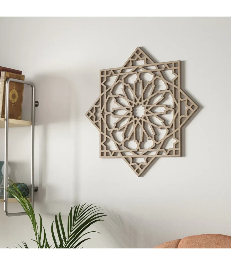 Cuadro de Madera con Diseño Inspirado en la Alhambra de Granada - Elegante Decoración Árabe