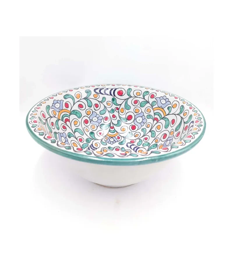 Lavabo de Cerámica Marroquí Fez 40cm - Artesanía Pintada a Mano - Modelo Floral