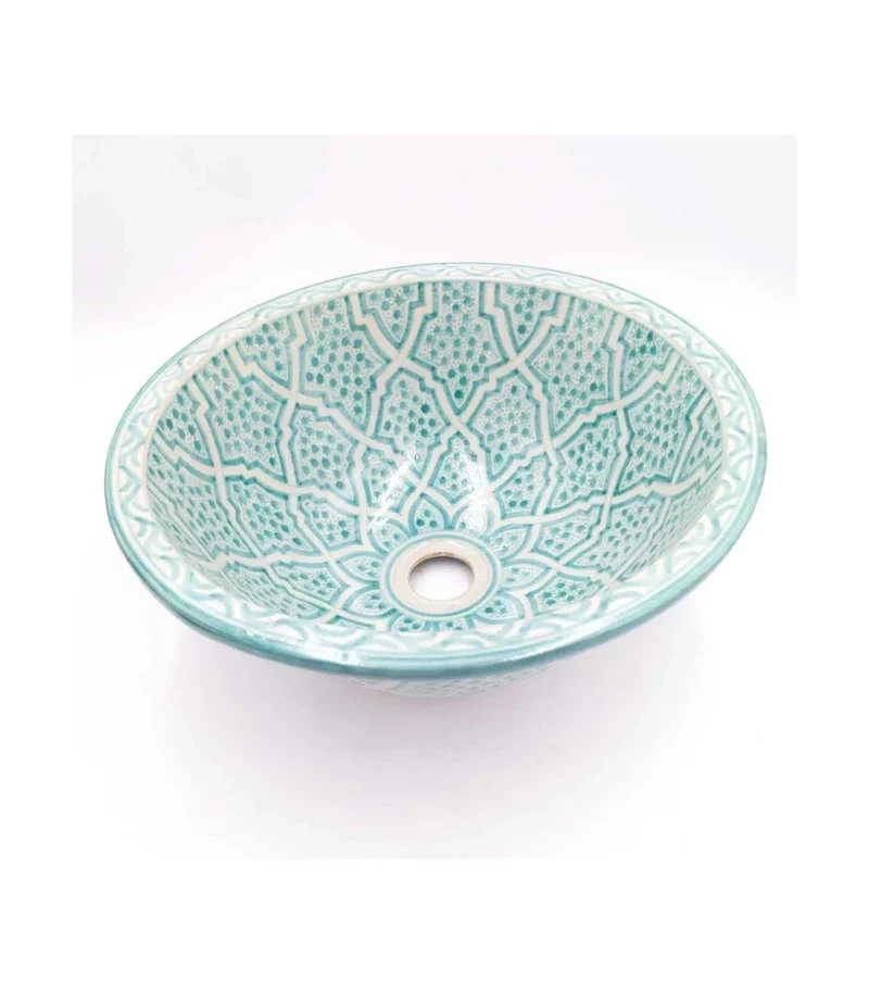 Lavabo pila lavamanos de Cerámica Marroquí Fez - Artesanía Pintada a Mano - Modelo Khadri
